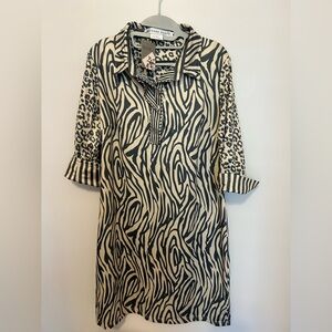 Gretchen Scott Designs Zebra Print Dress - Black and Cream